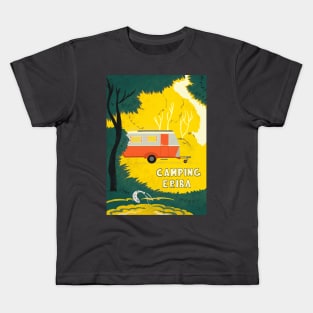 Vintage Caravan in Woodland Kids T-Shirt